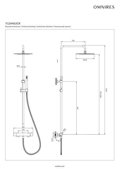 Termostatyczny System Prysznicowy Natynkowy Y Chrom Y1244SUCR Omnires