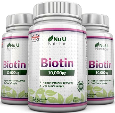 Biotin 10,000mcg 3 Bottles x 365 Tablets Supports Healthy Hair and ...