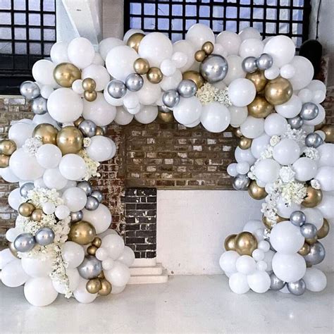 Balloon Arch Kit Pcs Chrome Gold Silver White Confetti Balloon