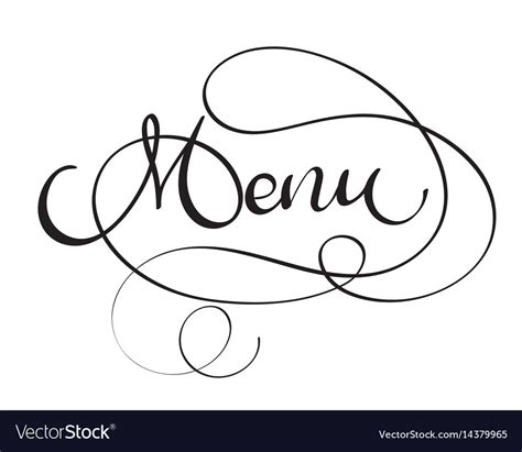 Menu Word On White Background Hand Drawn Vector Image