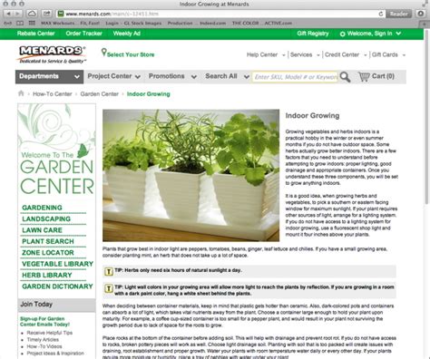 Garden Center Website (Menards) by Lisa Schwennsen at Coroflot.com