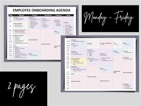 New Hire Onboarding Schedule / Agenda Template Editable Word - Etsy