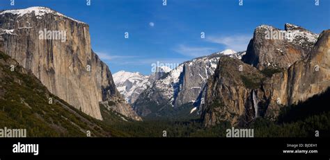 Yosemite Valley Panorama With El Capitan Bridalveil Falls From Tunnel