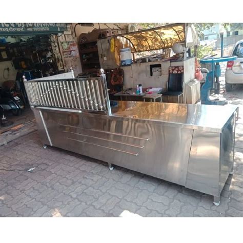 Stainless Steel Tea Counter For Street Food Stall With Burner At Rs