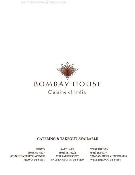 Online Menu of Bombay House Restaurant, Provo, Utah, 84601 - Zmenu