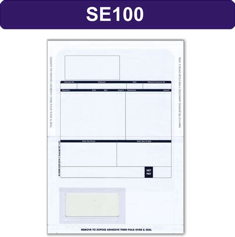 500 X Sage SE100 COMPATIBLE Laser A4 Self Seal Payslip Mailers Single