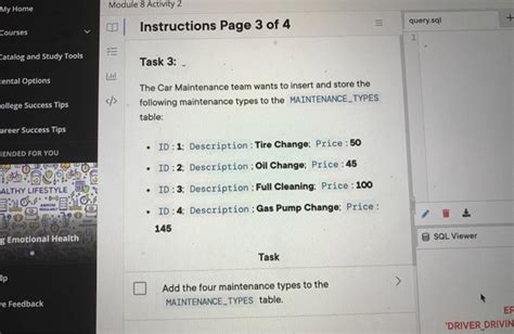 Solved The Car Maintenance Team Wants To Insert And Store Chegg