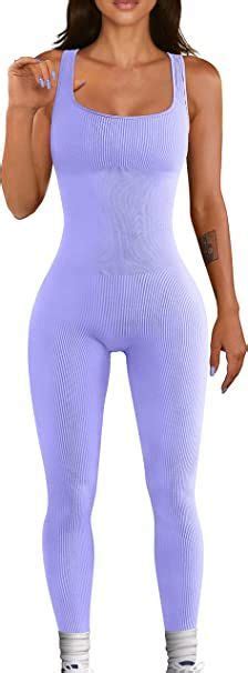 Oqq Womens Yoga Ribbed One Piece Tank Tops Rompers Sleeveless Exercise