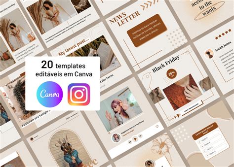 20 Templates Editáveis Em Canva Para Instagram Elo7