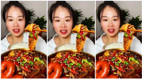 Asmr Eating Spicy Food Chinese Spicy Hot Pot Malatang Mukbang Porridge With Spicy Picked