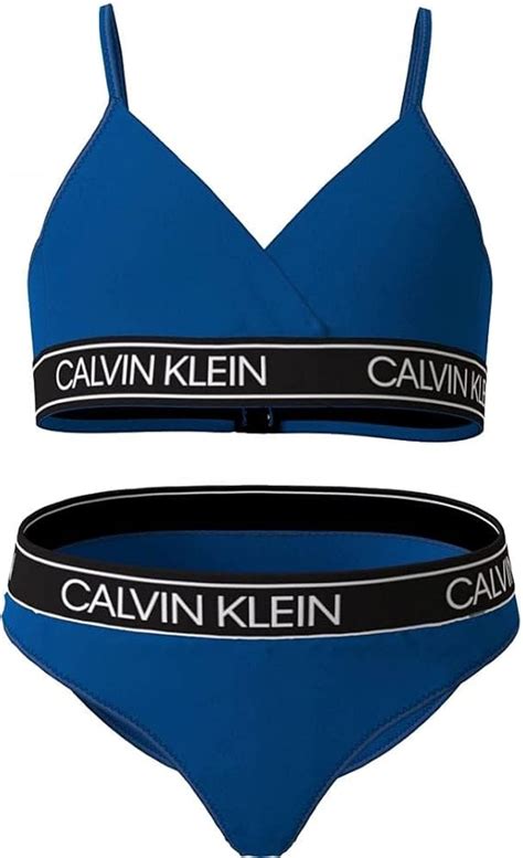 Calvin Klein Girls Ck One Triangle Bralettebikini Set Bobby Blue