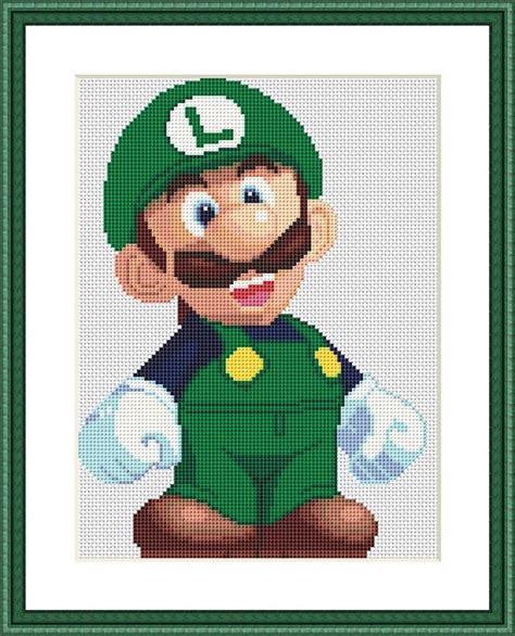 SUPER LUIGI Schema Punto Croce PDF Decorazione Da Parete Ricamo Carino