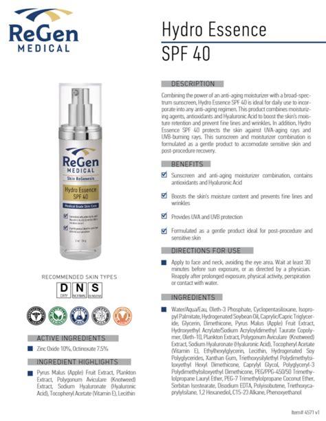 Skinregenesis Hydroessence Spf Regen Medical Clinic