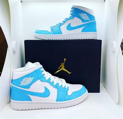 Sky Blue Jordan 1 Mids Etsy Air Jordan 1 Mid Unc Basket Style
