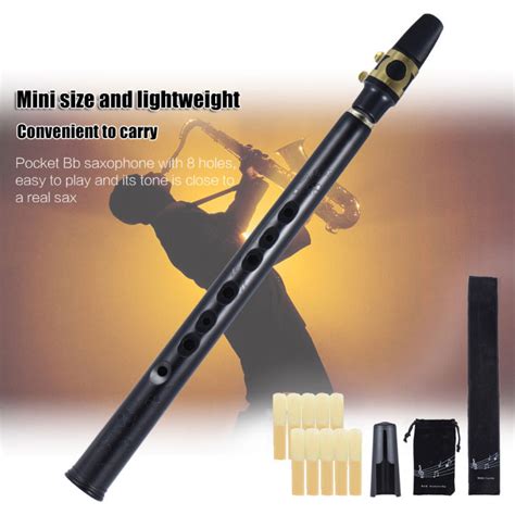 Mini Pocket Bb Saxophone Sax Abs พร้อมปากเป่าอัลโต10ชิ้นกระเป๋าถือ