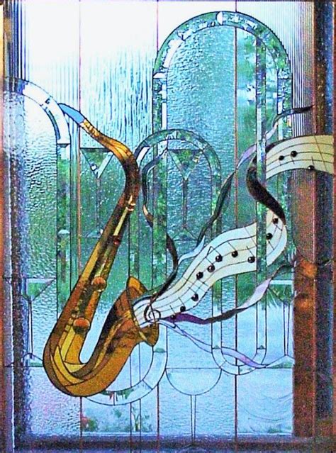 Saxophone 🎷 Faux Stained Glass Stained Glass Mosaic Stained Glass Art