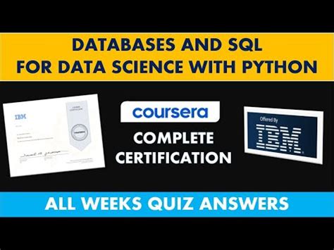 Databases And Sql For Data Science With Python All Weeks Quiz Answers