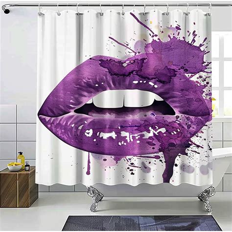 Pink Lips Shower Curtain With Bathroom Background Stylish And Vibrant