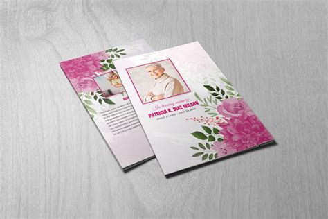 Pink Flower Funeral Program Template Word Funeral Program Etsy