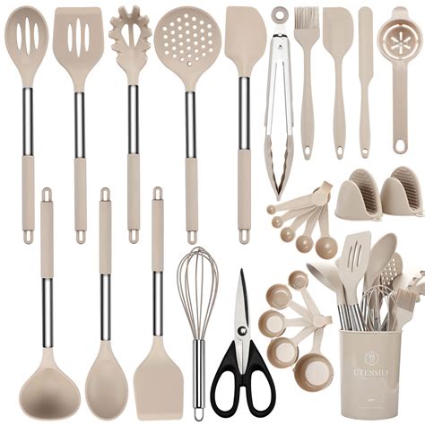 Ncue Cooking Utensils Set 28 Pcs Silicone Kitchen Utensils Set With Holder Silicone Whisk