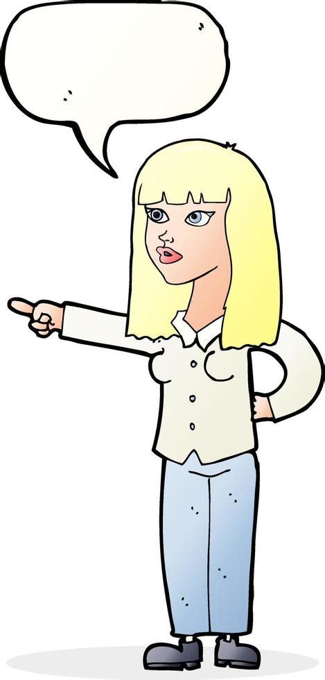 Cartoon Pretty Woman Pointing With Speech Bubble 12350709 Vector Art At