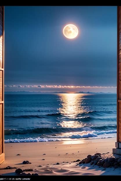 Premium AI Image A Full Moon Is Visible Through A Door That Is Open