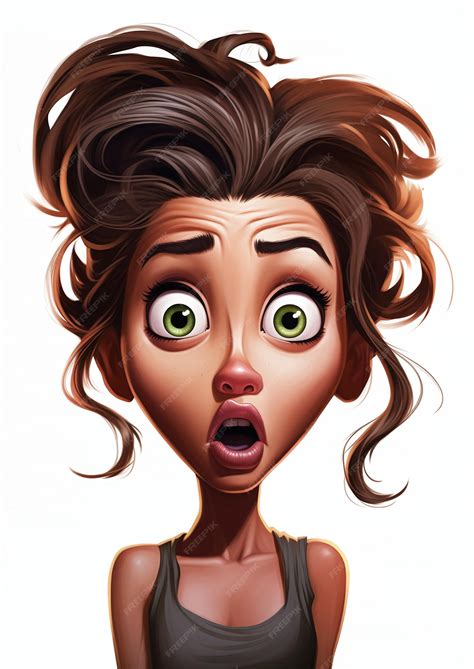 Premium Photo | Cartoon girl surprised look face best fantastic shocked ...