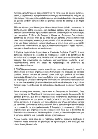 Carta Pol Tica Da Vi Festa Da Semente Da Paix O Pdf