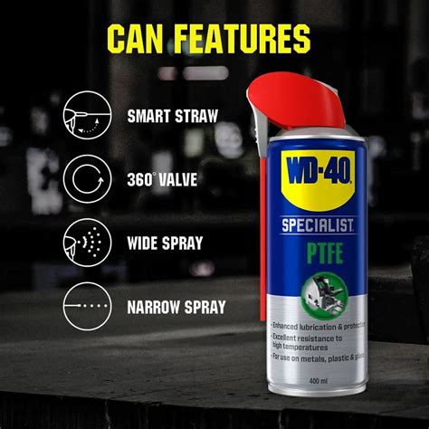 WD40 Specialist PTFE Long Lasting Lubricating Spray Aerosol 400ml WD 40