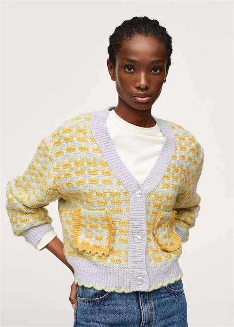 Multicolour Knit Cardigan Woman MANGO Denmark Knitting Women