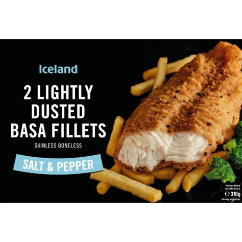 Iceland 2 Lightly Dusted Basa Fillets Salt And Pepper 310g Battered