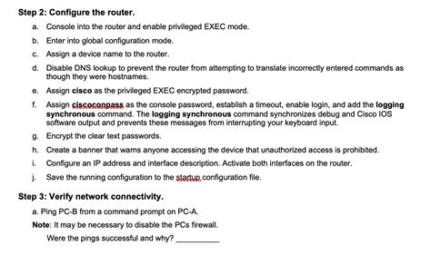 Solved Basic Router Settings With Ios Cli Lab Configu