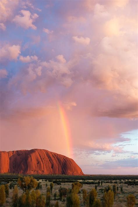 Rainbow Over Uluru Is Also Known As Ayers Rock Was Seen At Ulu U Kata