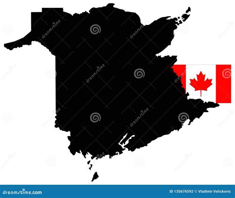 New Brunswick Map with Canadian Flag - One of Four Atlantic Provinces ...