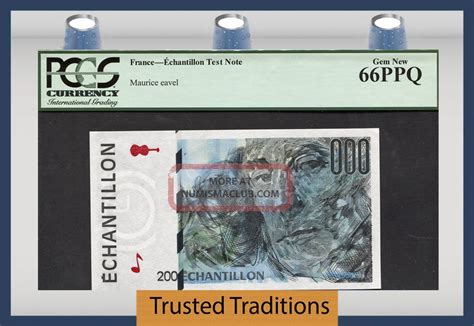 Tt France 200 Echantillon Test Note Maurice Eavel Pcgs 66 Ppq Gem