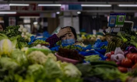 Woman Sells Vegetables Wet Market Shanghai Editorial Stock Photo