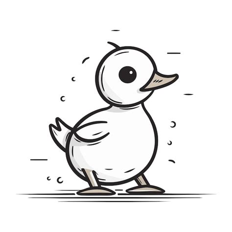 Lindo Pato De Dibujos Animados Ilustraci N Vectorial Aislada En Fondo