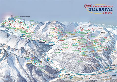 Pistekaart Mayrhofen Wintersport Dorp Met 142 Km Piste In Oostenrijk