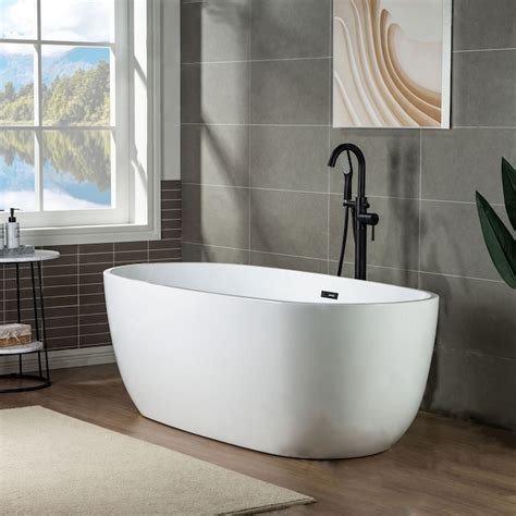 Woodbridge Everette Matte Black 1 Handle Freestanding High Arc Bathtub