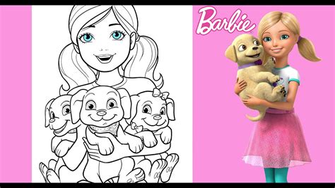 Barbies Little Sister Chelsea Coloring Page Chelsea With Her Pet Dogs