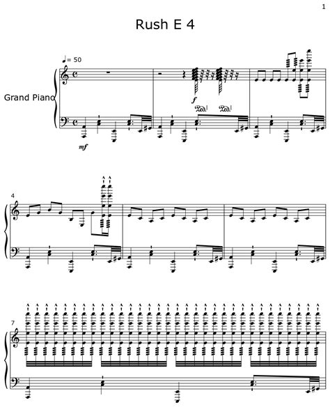 Rush E 4 Sheet Music For Piano