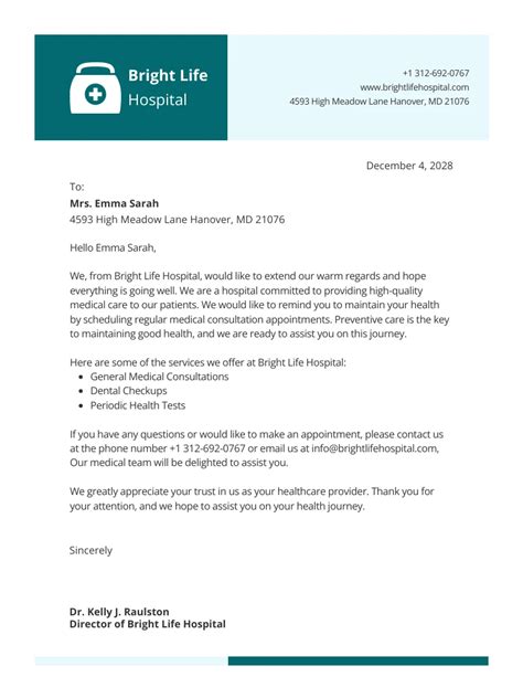 Minimalist Green Hospital Letterhead Venngage