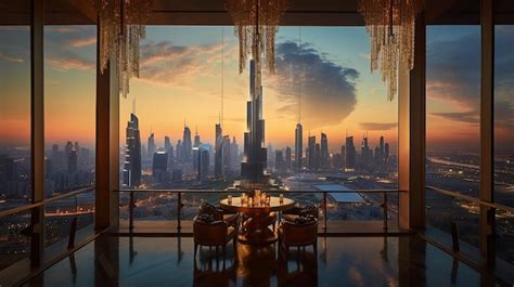 Premium AI Image | a beautiful skyline view from Dubai Frame Burj ...