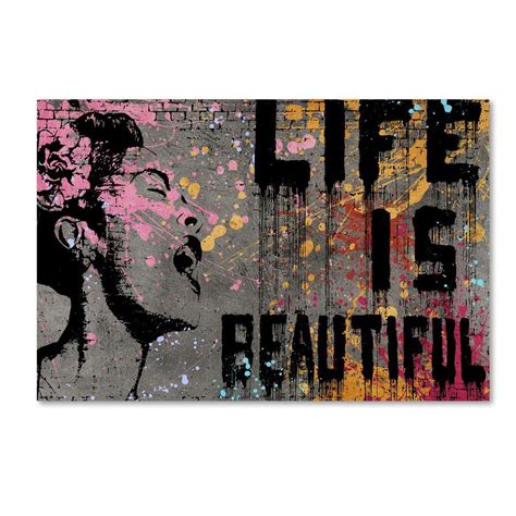 Life Is Beautiful By Banksy Graphic Art On Wrapped Canvas Banksy