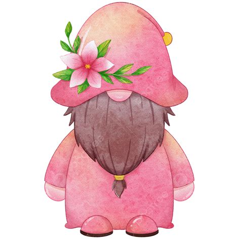 Gnome Watercolor Png Picture Floral Gnome Watercolor Pink Dwarf