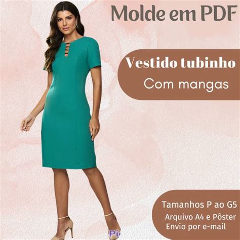 Molde Vestido Tubinho Mangas P Ao G Gm Moldes