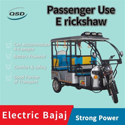 Indian Bajaj E Tuk Tuk Adult Wheel Auto Electric Rickshaw Passenger