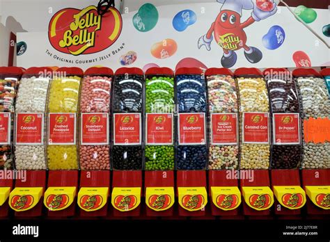 A Jelly Belly Brand Jelly Bean Dispenser With Assorted Flavors For Sale By The Pound At A Retail