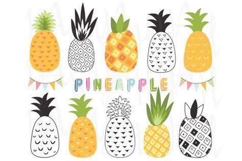 Tropical Pineapple Set By Yenzarthaut Thehungryjpeg Watercolor