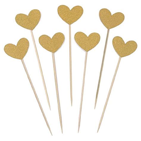 Gold Hearts Cupcake Toppers